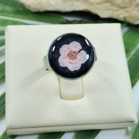 Inel - Inel oțel cu floarea de prun