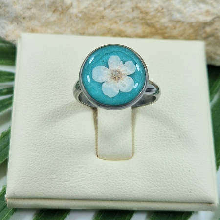 Inel - Inel oțel cu floarea de prun