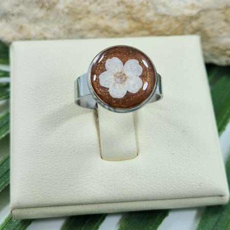Inel - Inel oțel cu floarea de prun