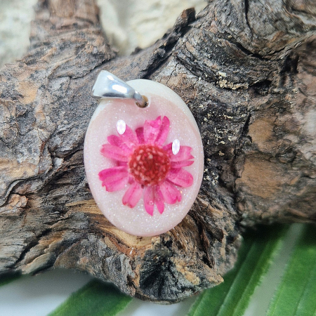 Pandantiv argint cu  flori de pai