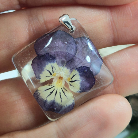 Pandantiv argint cu flori de panseluță [2]