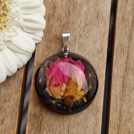 Törperózsa és pitypang 3D ezüst medál [1]