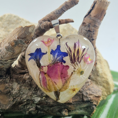 Törperózsa és vadvirágok 3D ezüst medál