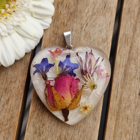 Törperózsa és vadvirágok 3D ezüst medál [2]