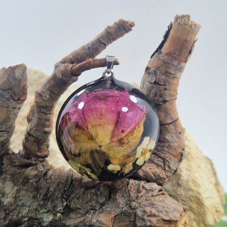 Törperózsa és bodzavirág 3D ezüst medál