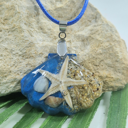 Colier / Pandantiv - Pandantiv din oțel cu comorile mării + șnur cerat