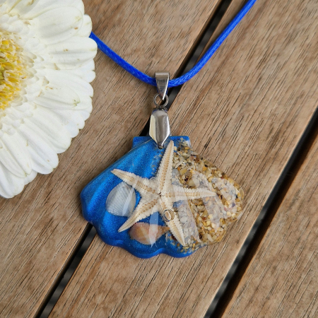 Pandantiv din oțel cu comorile mării + șnur cerat [1]