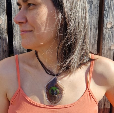 Női - Pávatollas acél medál + zsinór nyaklánc