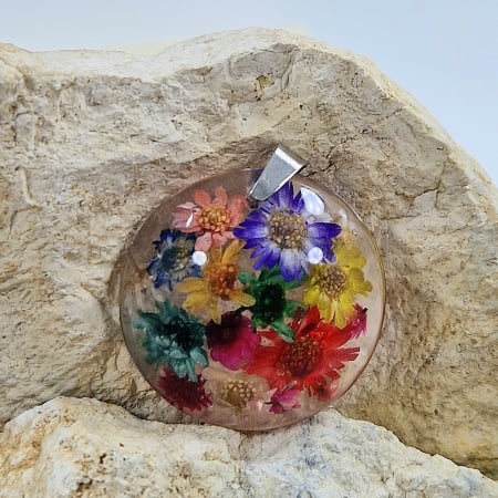 Női - Szalmavirág acél medál