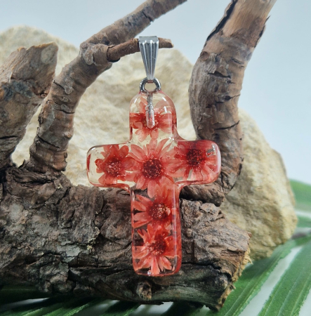 Magazin - Pandantiv oțel cu flori de pai