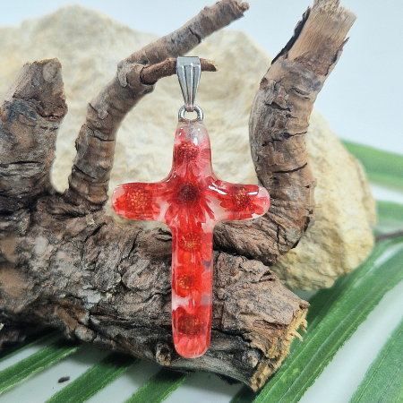 Colier / Pandantiv - Pandantiv oțel cu flori de pai