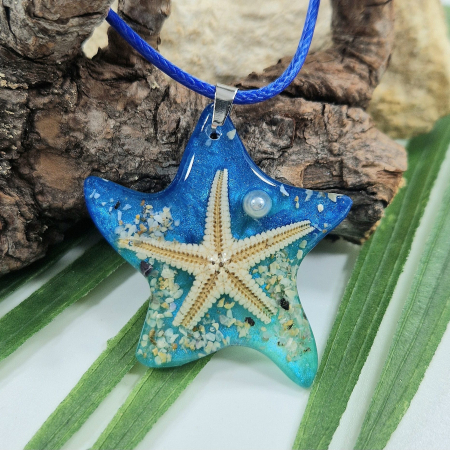 Tenger kincsei acél medál + gyantázott zsinór