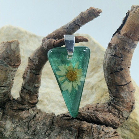 Pandantiv oțel cu flori de pai