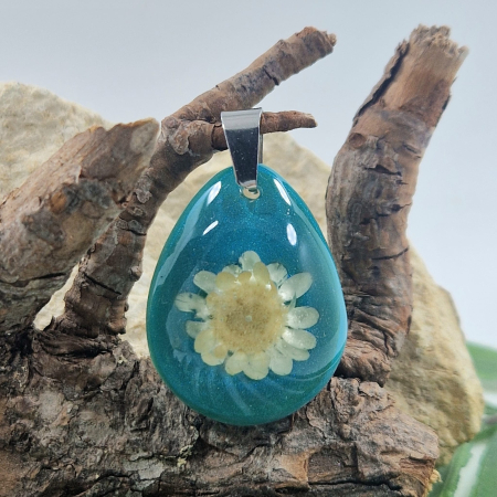 Pandantiv oțel cu flori de pai