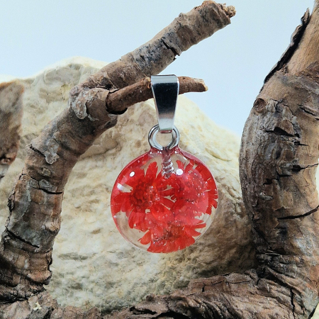 Colier / Pandantiv - Pandantiv oțel cu flori de pai