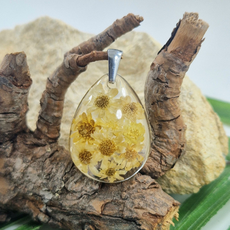 Colier / Pandantiv - Pandantiv oțel cu flori de pai