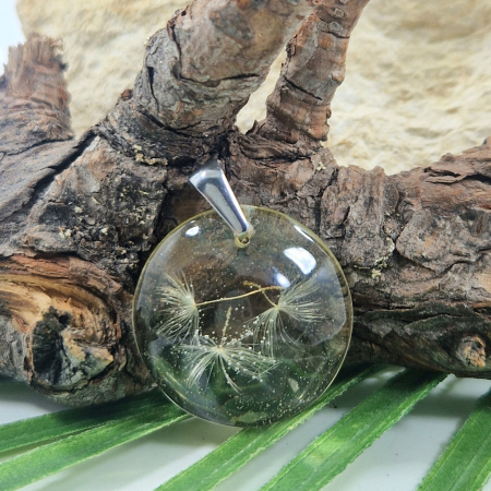 Colier / Pandantiv - Pandantiv oțel cu păpădie