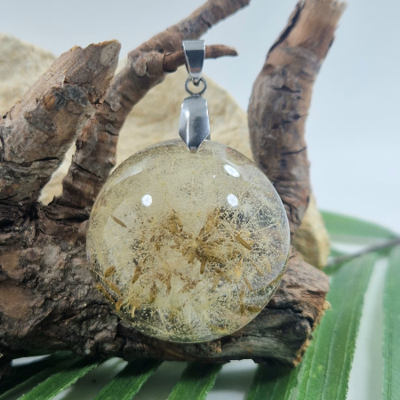 Colier / Pandantiv - Pandantiv oțel cu păpădie