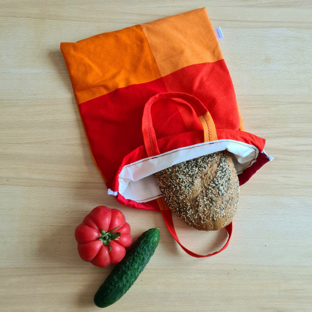 Săculeț de depozitare pentru pâine - portocaliu, roșu