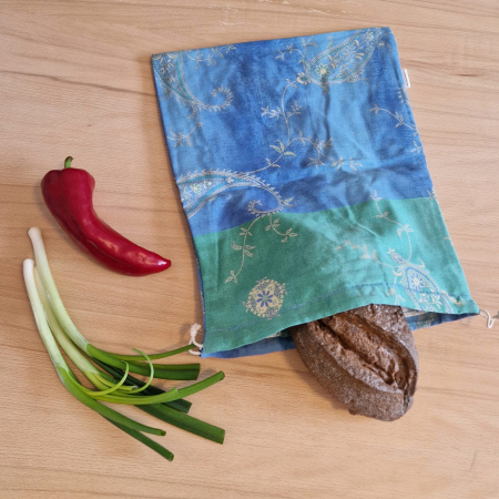 Săculeț de depozitare pentru pâine - albastru-verde