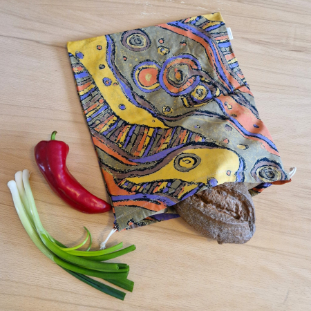 Săculeț de depozitare pentru pâine - maro-portocaliu