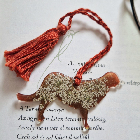 Semn de carte - Semn de carte cu flori de morcov . câine