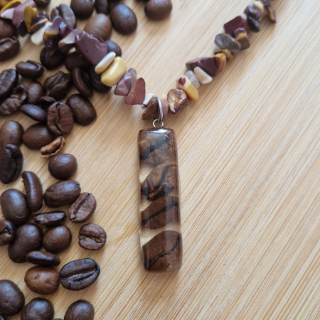 Set bijuterii din oțel cu boabe de cafea + jasp [3]