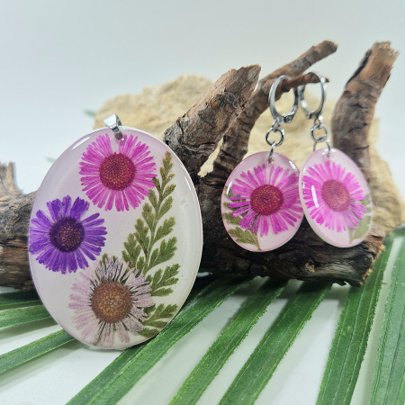 Set bijuterii - Set bijuterii din oțel cu flori de bănuți