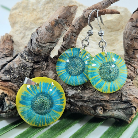 Set bijuterii din oțel cu flori de bănuți