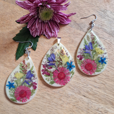 Set bijuterii din oțel cu flori sălbatice [1]