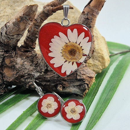 Set bijuterii din oțel cu margaretă și flori de prun [1]