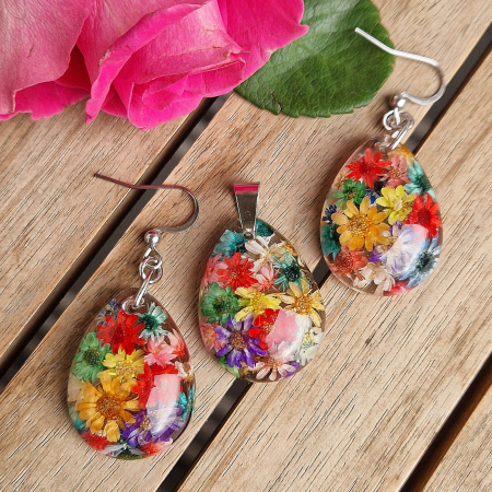 Set bijuterii din oțel cu flori de pai [1]