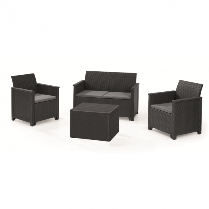 Set mobilier gradina 4 locuri cu masuta depozitare graphite Keter Elodie [2]