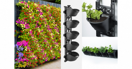 SET GHIVECI PERETE VERTICAL -PERETE 5" (20x15x11cm)×40buc. 16cm/80cm [1]