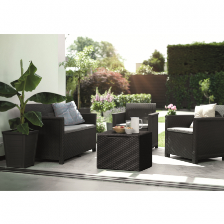 Casa & Gradina - Set mobilier gradina 4 locuri cu masuta depozitare graphite Keter Elodie