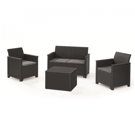 Set mobilier gradina 4 locuri cu masuta depozitare graphite Keter Elodie [1]
