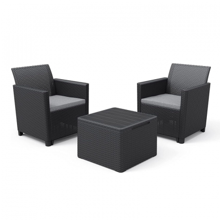 Ansambluri de mobilier - seturi - Set mobilier gradina cu masuta depozitare graphite Keter Claire