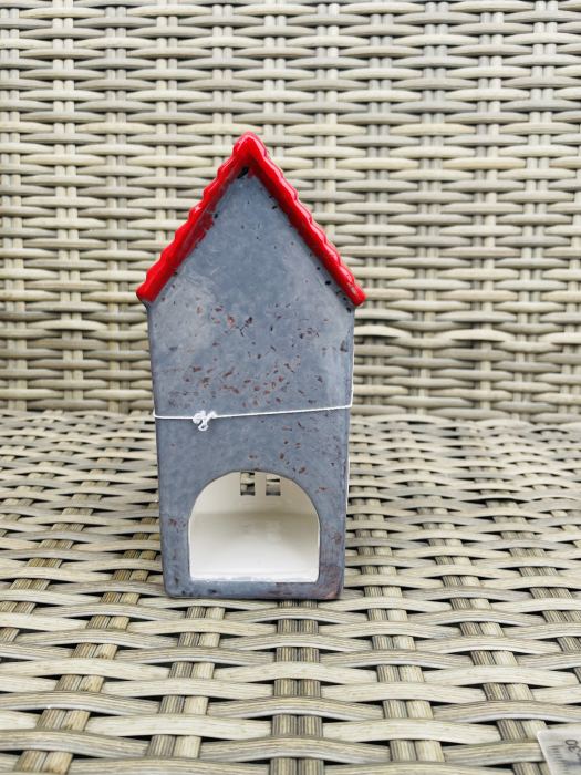 Casuta gri ceramica cu suport lumanare [2]