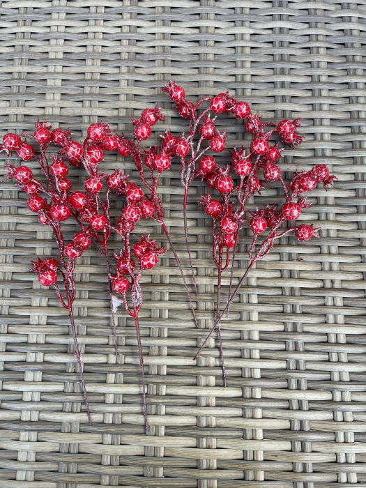 Pick set 10 merisoare rosu cu argintiu [1]