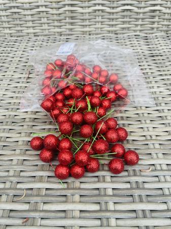 CRACIUN MAGIC - Bobite rosii glitter 2cm