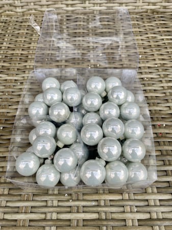 CRACIUN MAGIC - Globuri gri/aqua lucioase sticla 48 buc/ 3 cm