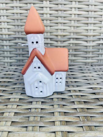 CRACIUN MAGIC - Casuta ceramica model biserica alba