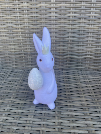 PASTE - Iepure catifea alb coronita glitter alba , 20 cm