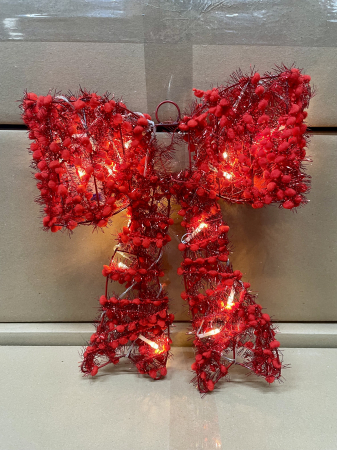 CRACIUN MAGIC - Funda rosie decorativa cu luminite