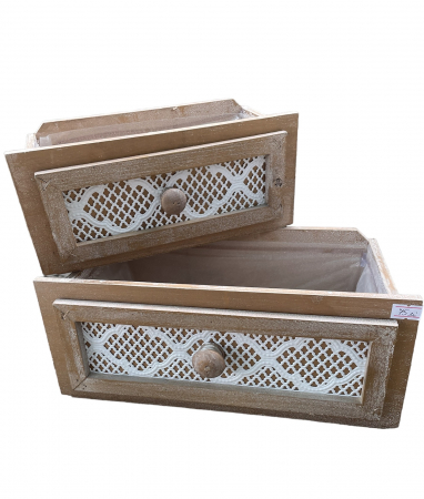 COSURI - Set 2 sertare maro cu alb