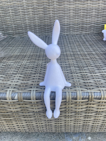 PASTE - Iepure alb catifea new asezat pe margine, 27 cm