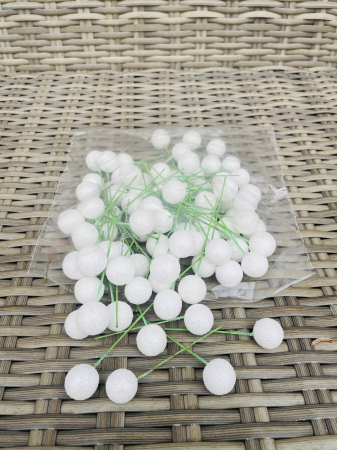 CRACIUN MAGIC - Bobite albe glitter  2cm