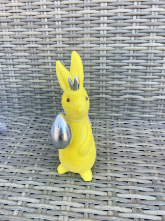 PASTE - Iepure catifea galben coronita argintie , 20 cm