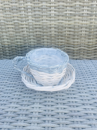 COSURI - Ceasca ratan alb cu gri