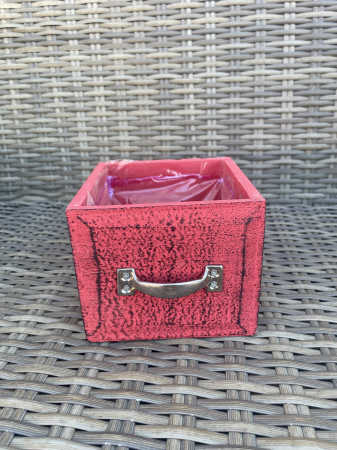 COSURI - Cutie cub lemn vopsita rosu 13 cm